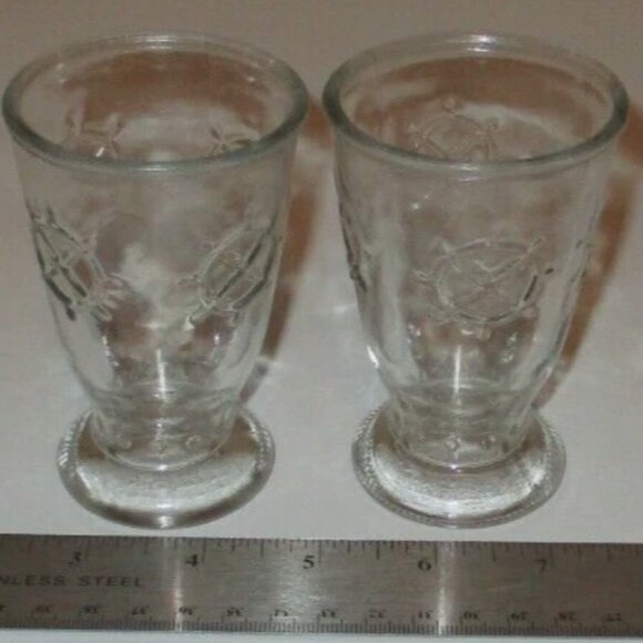 1970's Captain’s Wheel Glasses Jelly Jar 2 Pc Vintage Nautical Boating - Picture 6 of 6